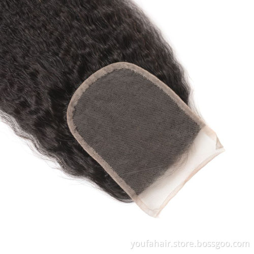 Yaki Straight 4x4 Closure Lace Bleached Knots 2x6 5x5 13x4 13x6 6x6 7x7 360 Vietenamese Virgin Human Lace Closure Kinky Straight